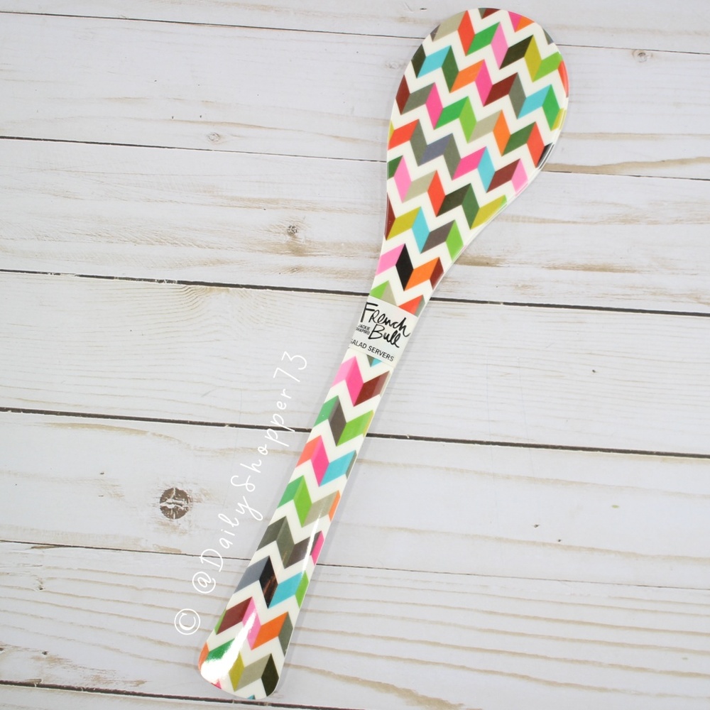 French Bull Multicolor Ziggy Rainbow Chevron Salad Servers